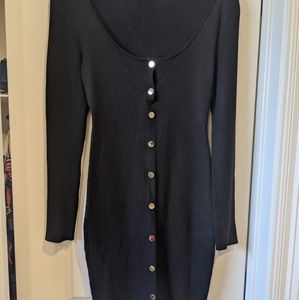 Just Fab button up sweater dress black. Sz L